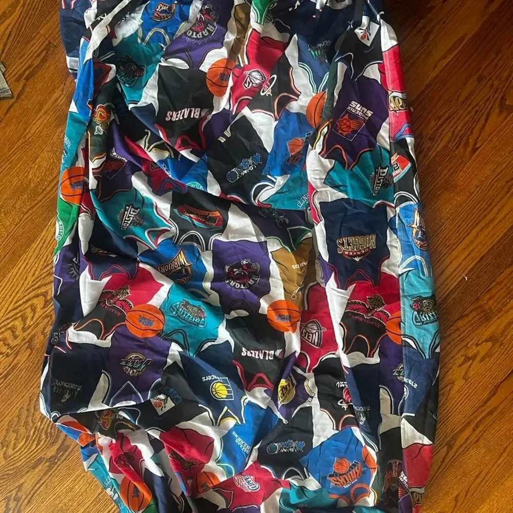 Vintage nba teams 1990s twin bed sheet and flat sheet